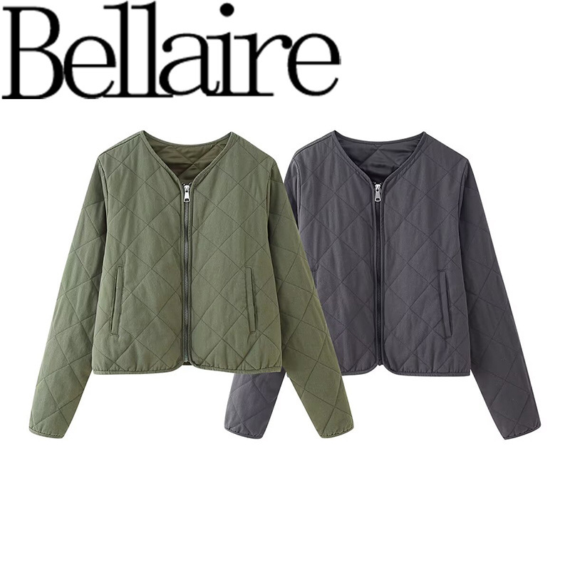 Za Foreign Trade Wholesale European and American Style French Women's Quilted Washed Jacket Cotton Coat