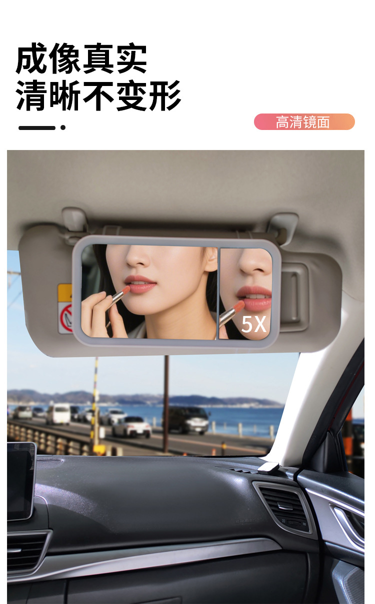 Cross-Border Car Sun Visor Led Makeup Mirror with Light Makeup Mirror Vanity Mirror Touch-Up Mirror Makeup Mirror with Light Comb