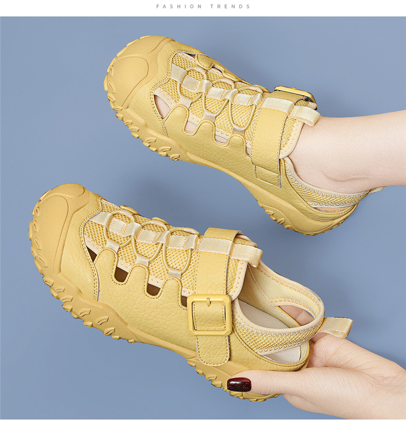 Dép sandal nữ đế dày quai dệt kiểu La Mã, gót thấp 2-5 cm — JST 7173 gót lạc đà cao 2, JST 1988 gót đen cao 3.5, JST 1988 trà sữa gót cao 3.5, JST 7189 gót vàng cao 3 chi tiết 8