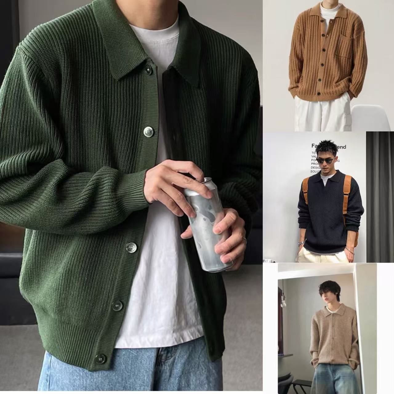 Russian Ozone Popular Autumn and Winter Warm Knitwear Men's Knitwear Loose Casual Inner Top Jacket Cross-Border