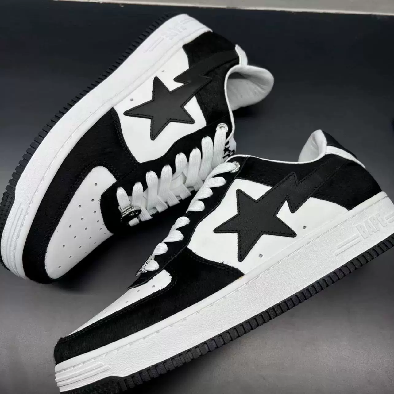 BAPESTA SK8 DUNK черно-белые кожаные уличные модные парные низкие повседневные спортивные туфли