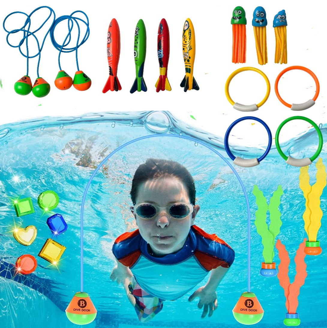 Children Adult Pool Water Game Diving Toy Diving Door 2 Piece Set Diving Ring Swimming Pass Door