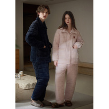 情侣睡衣冬季女加厚加绒三层夹棉超厚男士冬天棉袄家居服