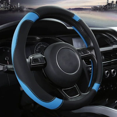 Steering wheel cover universal breathable non-slip steering wheel - black-blue-38cm