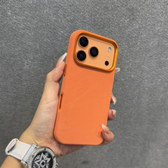 适用iPhone17手机壳法兰绒肤感磁吸充电高级感苹果16皮质防摔硬套