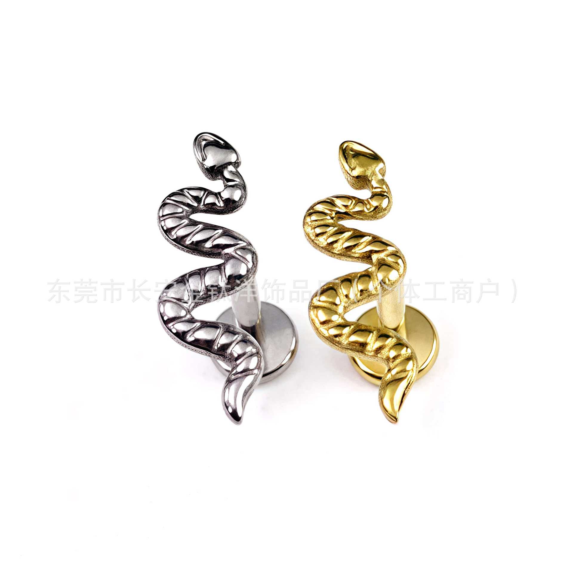 ASTM F136 Titanium Snake Ring Internally Threaded Labret Stud for Lip Ear Piercing - 1.2mm x 14mm G23 Titanium Alloy detail image 8