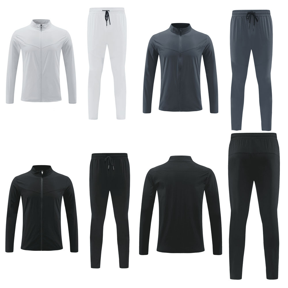 Autumn Nylon Stand-Up Collar Long-Sleeved Solid Color Outdoor Fitness Tops Quick-Drying Running Clothes Men's Sports Jackets Men's Suits