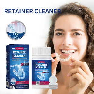 Jaysuing Denture Cleaning Tablets Fresh Breath Oral Cleaning Care Cleaning Tartar Stains Dazzling White Dentures