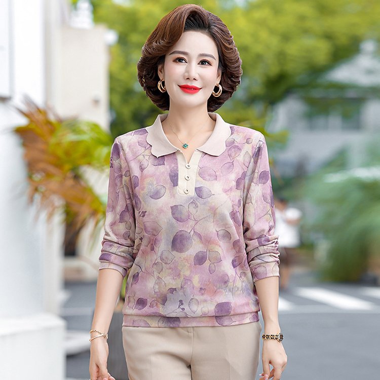 Spring Fashion Casual Pullover Shirt for Women, Mom Style with Unique Neckline Design for Daily Commuting