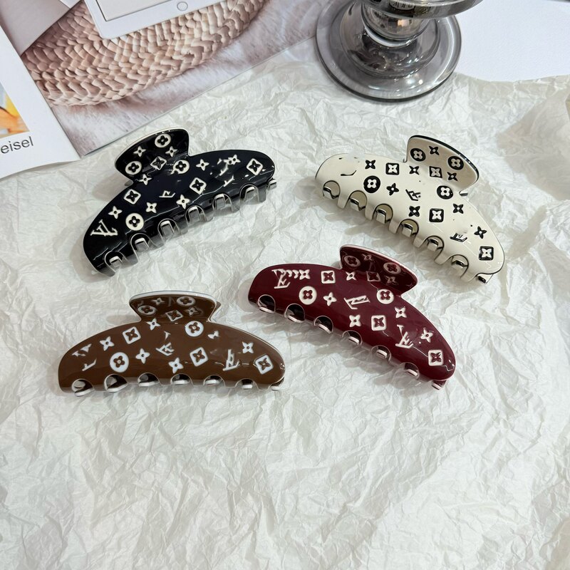 French-Style High-End Acetate Hair Clip with Fashionable Letter Design, Versatile Shark Clip for the Back of the Head, Hair Accessory French-Style High-End Acetate Hair Clip with Fashionable Letter Design, Versatile Shark Clip for the Back of the Head, Hair Accessory