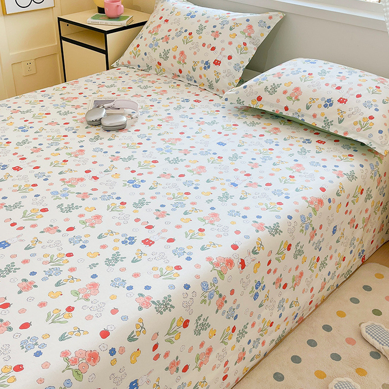 Sábana de algodón grueso de dibujos animados pieza individual 100 algodón dormitorio de estudiantes cama individual de verano pieza de tres piezas doble 1.5