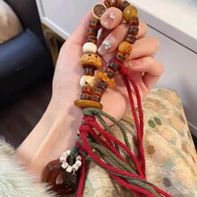 藏式驼骨手持搭配星月根付呱呱回流平安扣坨骨发财牌回流二饼手串