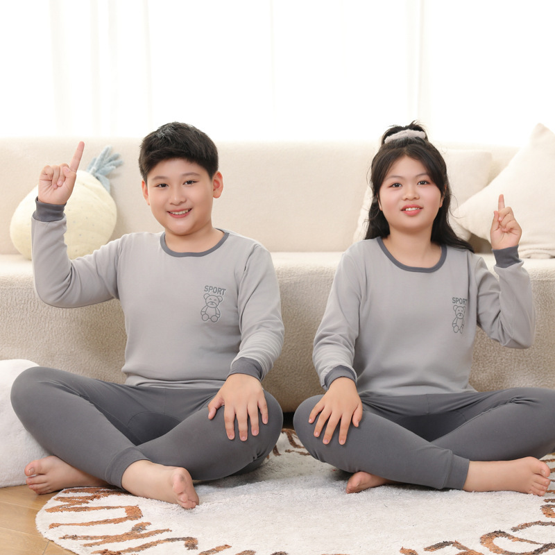 太った男の子の秋の服の秋のズボンのスーツの純綿の大きい子供のパジャマの女の子は太って大きいサイズの綿のセーターの子供の下着をプラスします。|undefined