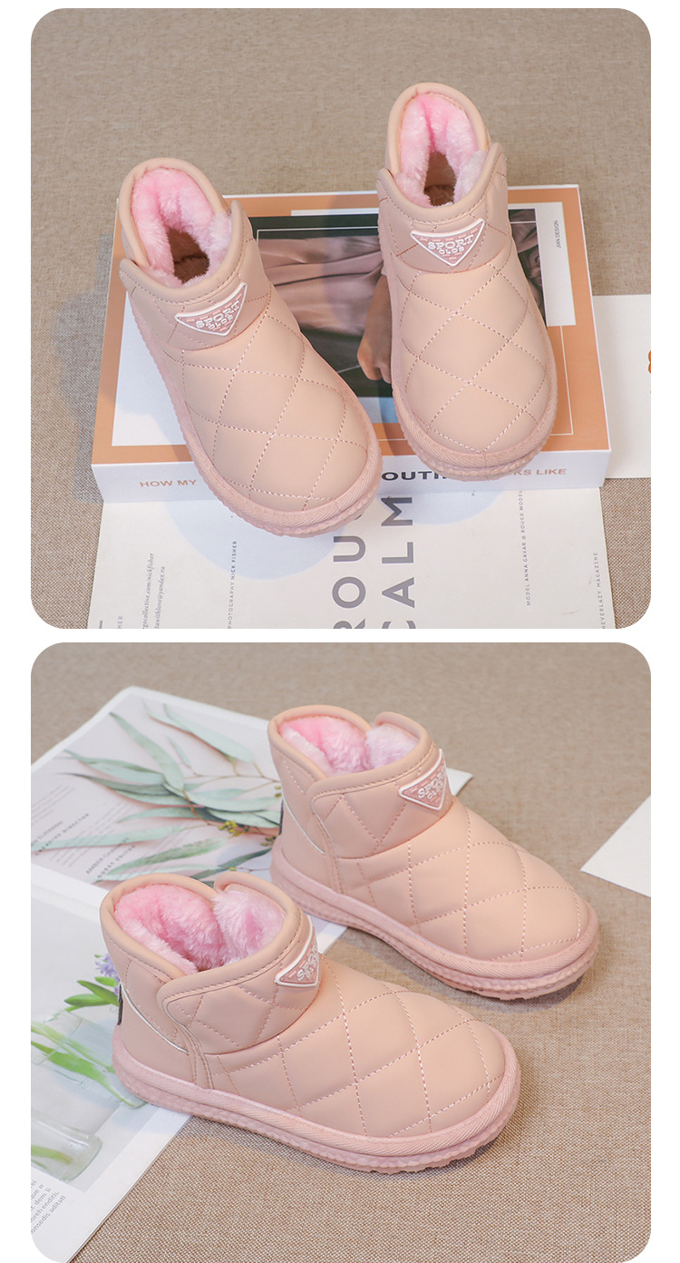 Kinder Mädchen Schuhe, warme 2024 Winter neue Schneestiefel, mittlere und große Kinder Plüsch dicke Baumwolle kurze Stiefel_voghion.com