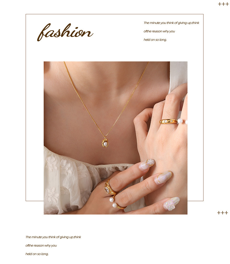 Fashion Geometric Titanium Steel Necklace Plating Pearl Stainless Steel Necklaces