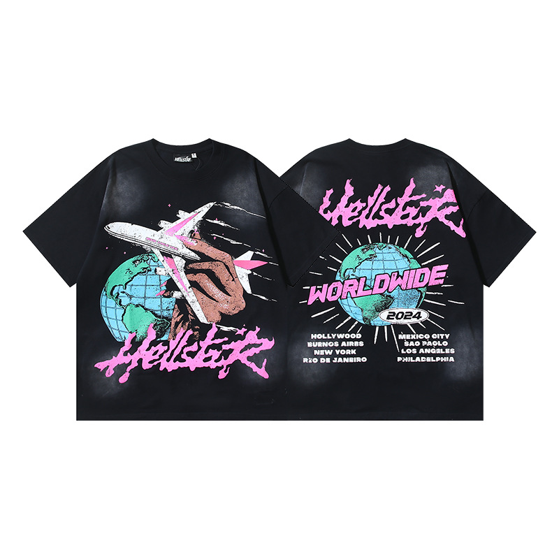 Venta al por mayor versión correcta pa marca de moda manga larga Camiseta palmera espalda Carta Grande logo manga de Batwing OS gota hombro superior