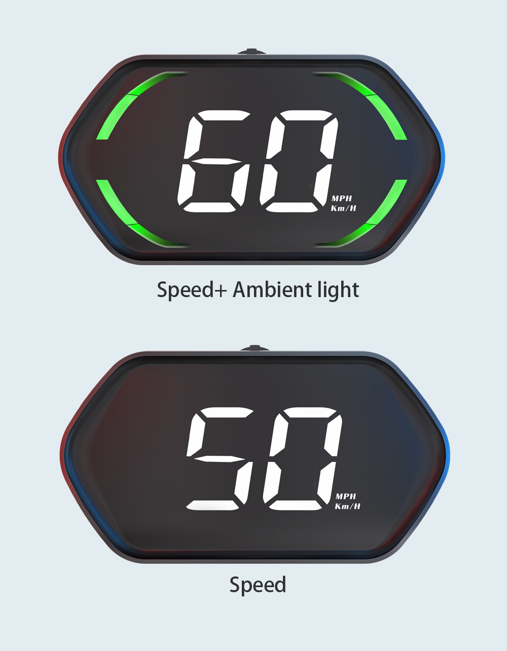 GPS car HUD head-up display with speed and over-speed warning, switchable between metric and imperial units, universal for all vehicles, G22