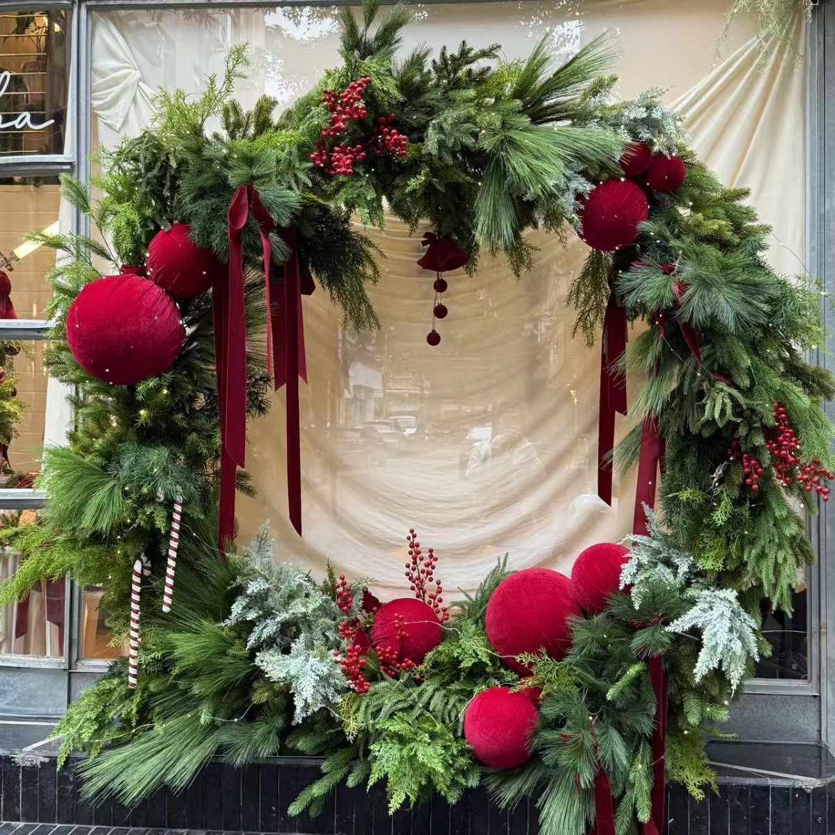 仿真圣诞花艺圣诞节松柏树装饰婚庆婚礼网红节日假花场景花艺摆设