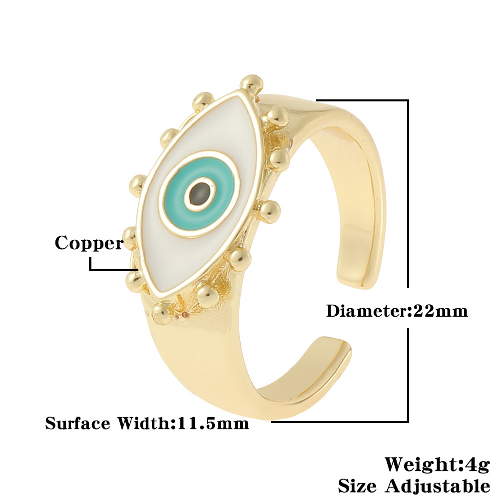 fashion copper plated real gold enamel drip oil evil eye ring