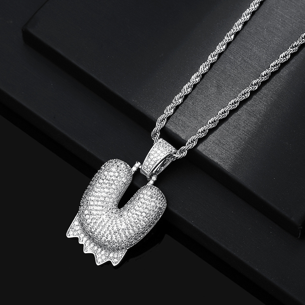 Cross-border hip hop burbuja colgante 26 letras nombre personalizado nicho accesorios de personalidad de zircon para hombres
