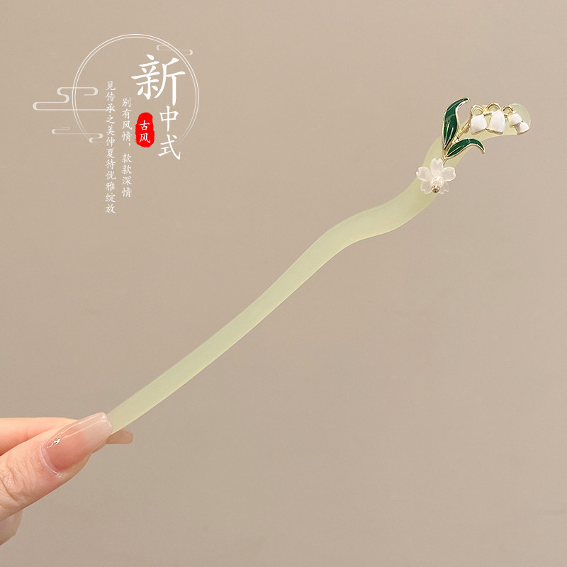53 # campanas de viento verdes broches de pelo 17cm