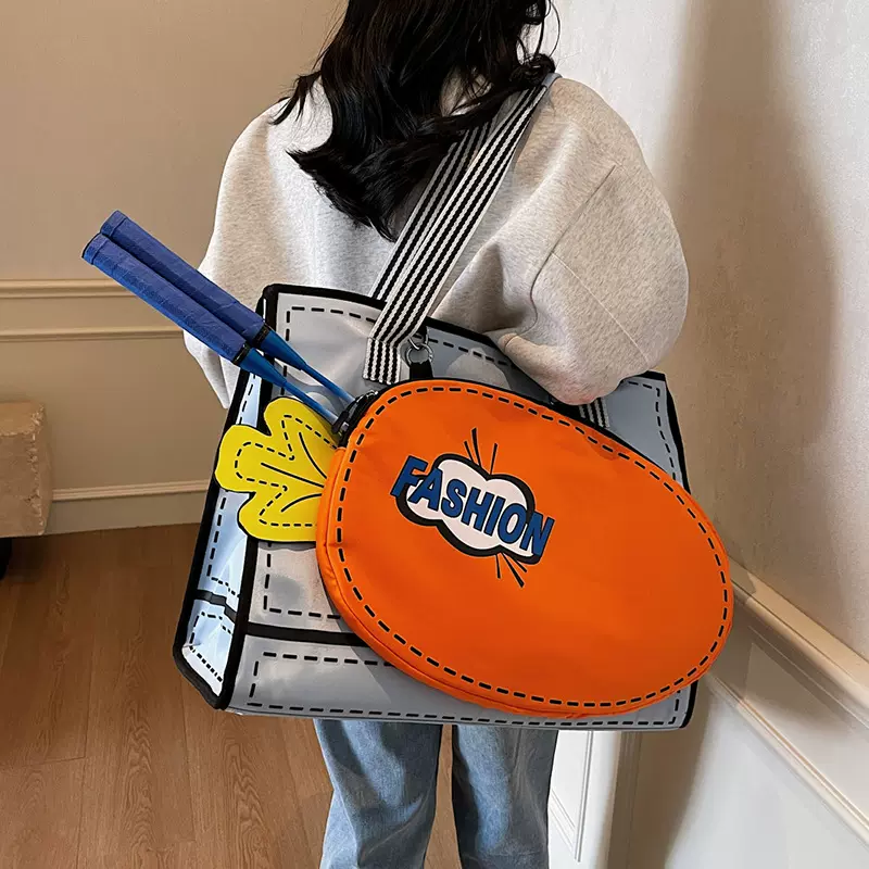 新款萝卜包大容量矩形包女羽毛球包简约网球包单肩手提腋下包卡通