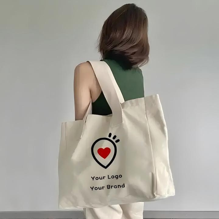 单肩大容量帆布托特字母简约潮流帆布包户外便携式超市个性化购物|undefined