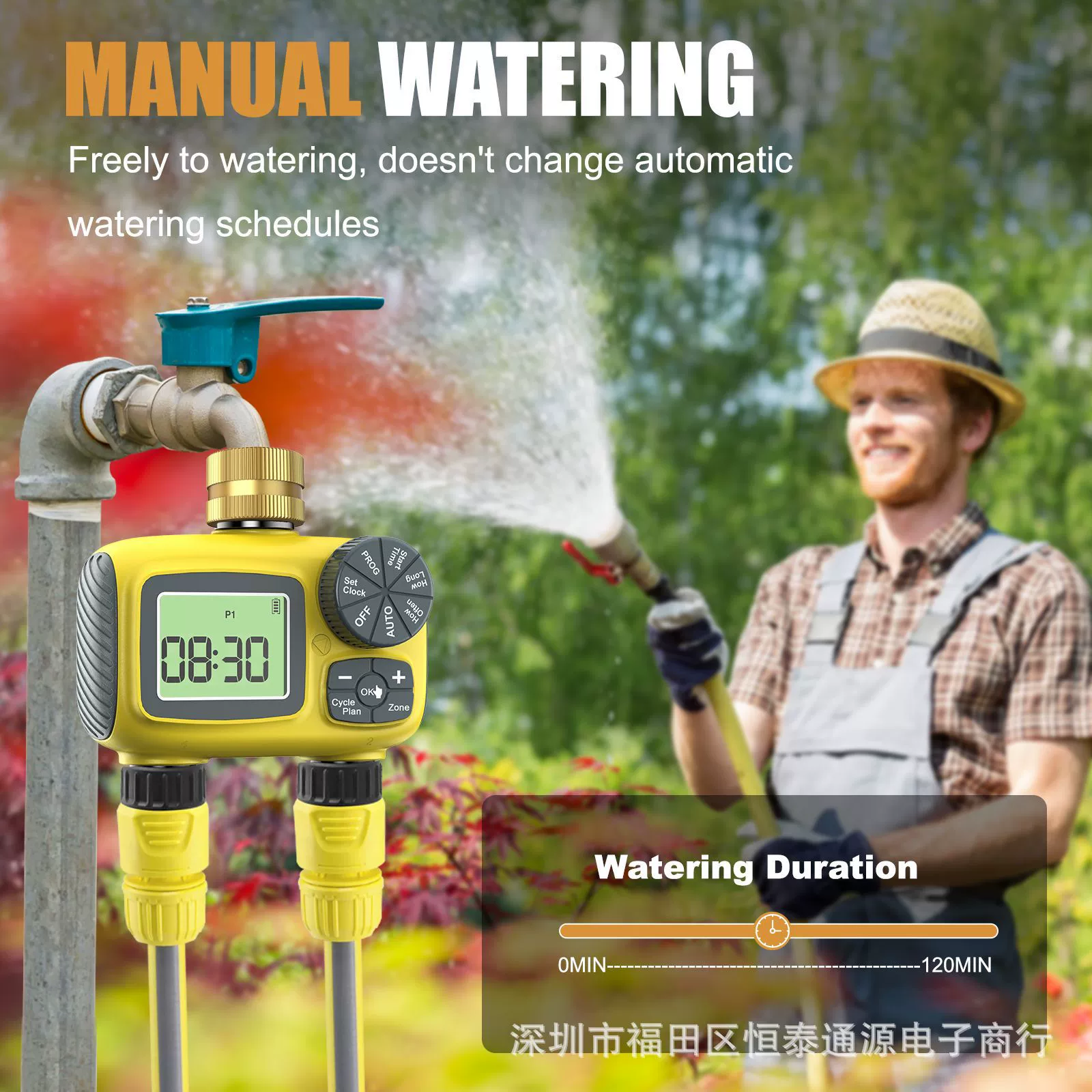 Новая медная головка IP55 таймер двойной выходной водяной клапан наружный двор интеллектуальный контроллер полива автоматический полив
