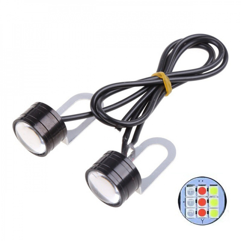 23V Lámpara de ojo de halcón de motocicleta fantasma de fuego Lámpara de color modificada LED espejo delantero estallado parpadeo de luces pícel