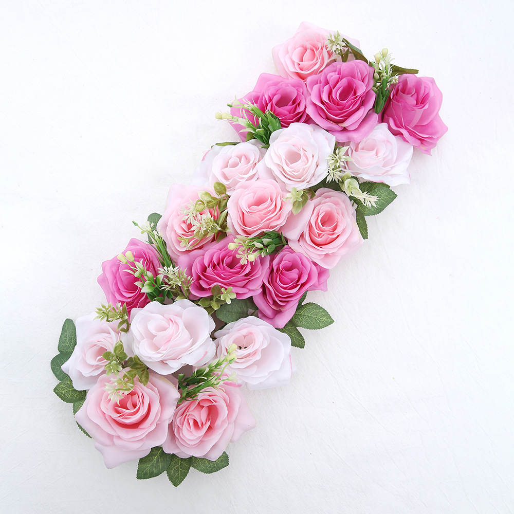 Flor de boda flor de simulación de boda tira larga aterrizaje T-Plane Road flor de guía de arco transfronterizo escena decoración flor de fila