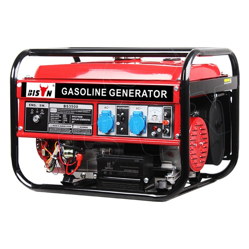 Bison pequeño generador de gasolina conjunto 3kw mano de arranque 220V monofásico hogar generador portátil Al Aire Libre