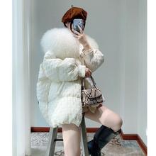 白鸭绒韩国东大门大毛领羽绒服女2023冬季中长款时尚宽松保暖外套