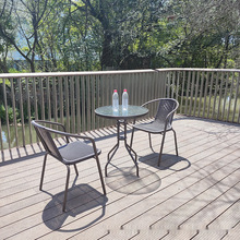 室外庭院会议凳子户外椅子塑料休闲单椅铁艺家用靠背椅阳台仿藤椅