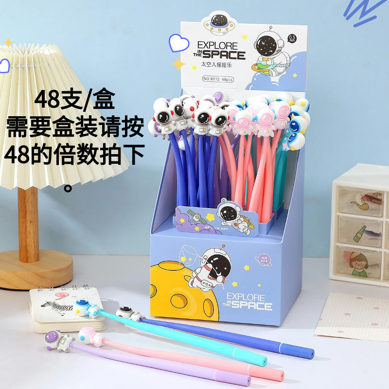 Nuevos astronautas astronautas bolígrafo neutro de goma suave agitar música para regalar premios de dibujos animados bolígrafo neutro creativo para estudiantes
