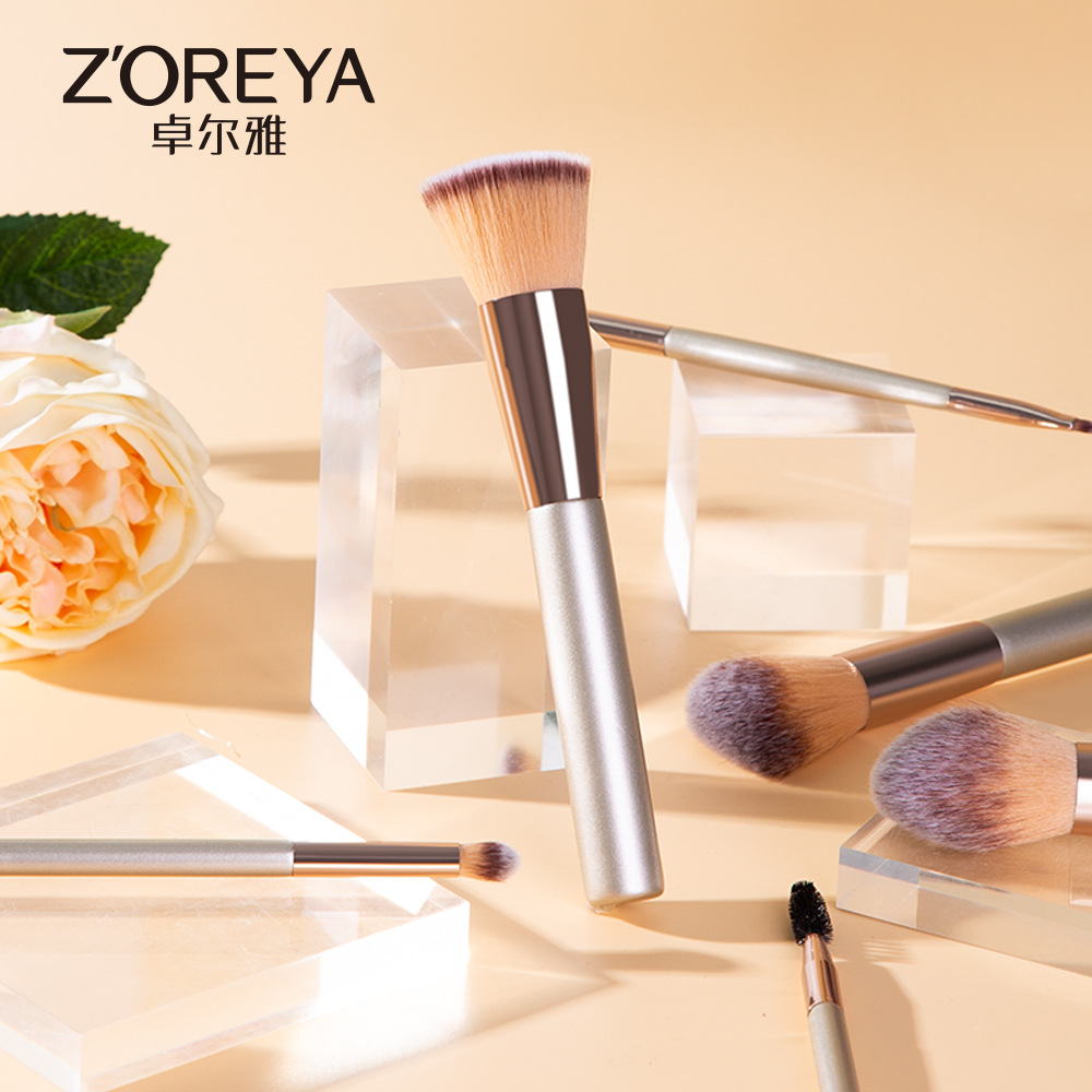 Zhuolya nuevo champán traje de belleza sombra de ojos polvo suelto cepillo de labios herramientas de maquillaje 10 pinceles de maquillaje conjunto completo Al Por Mayor