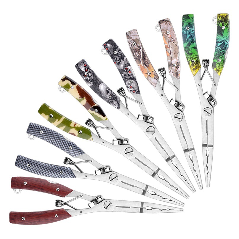 Alicates de pesca de boca larga, alicates de pesca de boca recta de acero inoxidable, dispositivo de control de peces, alicates de pesca, removedor de anzuelos de corte, alicates de pesca de acero inoxidable