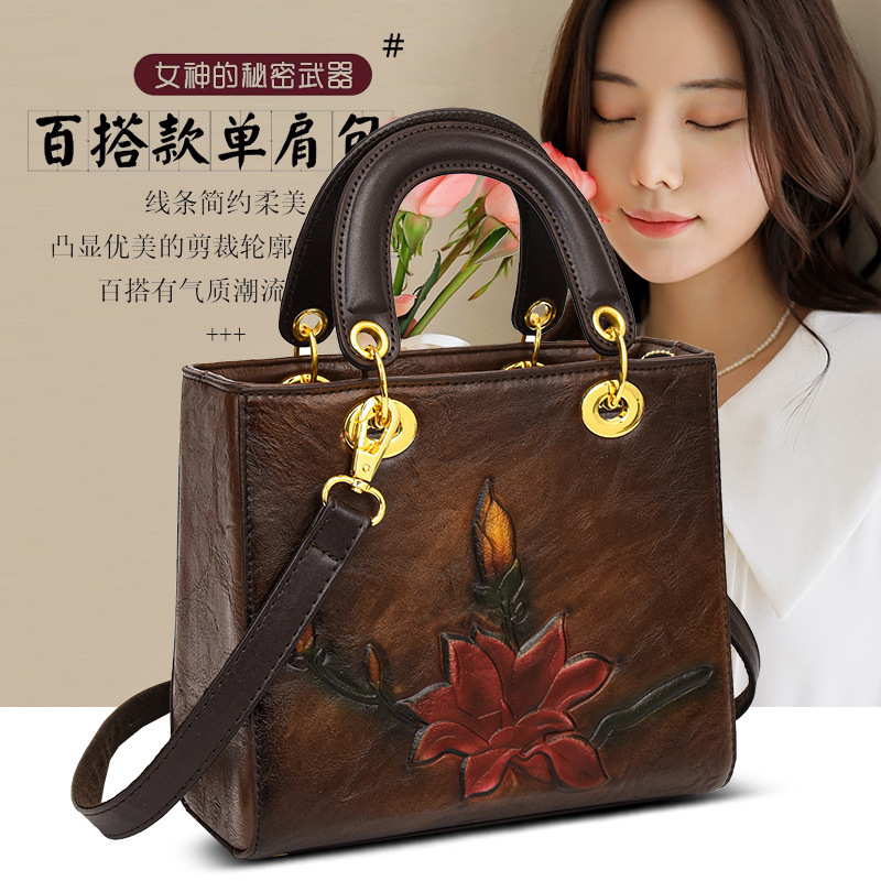 Lujo ligero de alta calidad retro nacional china en el estilo de la madre mayor bolso de moda de mujer portátil de hombro inclinado bolso de princesa