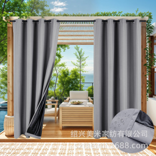 Factory Direct Sales New Product Outdoor Perforated Curtains Sunshade and Rainproof Curtains Foreign Trade Cross-Border Finished Outdoor Curtains