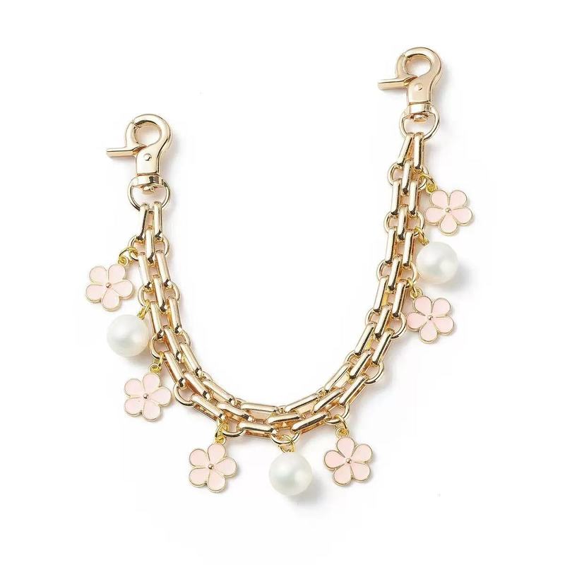 バッグペンダント、金属装飾、ポータブルチェーン、イチゴの花のリボンバッグチェーン、ファッショナブルで多用途なバッグアクセサリー|undefined