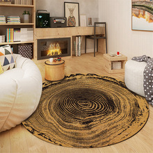 跨境木纹圆形地毯家用客厅地毯沙发茶几毯吊篮装梳妆台饰地毯代发