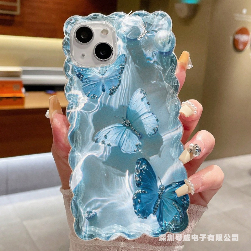Deep and Light Blue Butterfly Case Suitable for Apple 17 Pro Phone Case 16 Pro Twist Pattern iPhone 15 Japanese and Korean Style 14 Girl 13 Popular Deep and Light Blue Butterfly Case Suitable for Apple 17 Pro Phone Case 16 Pro Twist Pattern iPhone 15 Japanese and Korean Style 14 Girl 13 Popular