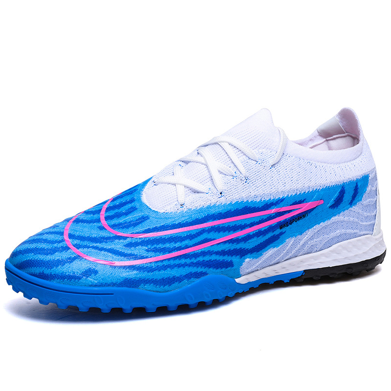 Comercio exterior transfronterizo sin costuras zapatos de fútbol de tejido masculino de bajo nivel, estudiantes jóvenes, zapatos de entrenamiento de clavos de clavos, zapatos deportivos