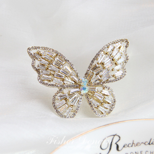 New Sparkling Zirconia Water Drill Butterfly Spring Clip Large Butterfly Hair Clip Korean Metal Teenager Hair Accessory Hair Pin