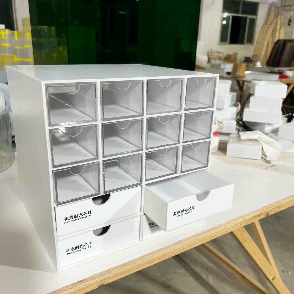 亚克力宥寇医美水光抽屉柜陈列架桌面展示盒宥泽美容院可