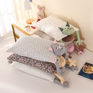 Buckwheat Pillow Pure Cotton Double-Layer Yarn Adult Cute Cat Low Pillow Core Single One-Pack Removable Pillow Core