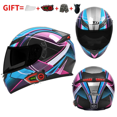 Safe for Men and Women, Motosiklet kaskı (dəbilqə) - bluetooth-model-black-phantom-black-tea-mirror-hd-mirror-m55-56-head-circumference