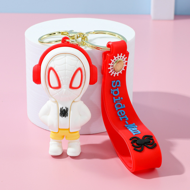 漫画スーパーヒーロー人形ストラップキーチェーンアイアンマン人形シンプルなキーホルダーかわいいペンダント卸売り|undefined