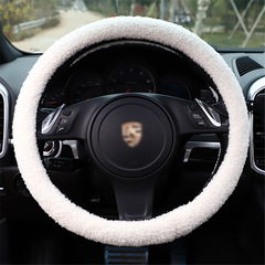 羊羔絨汽車方向盤套 創意繡花毛絨車用手把套 秋冬季保暖汽車把套