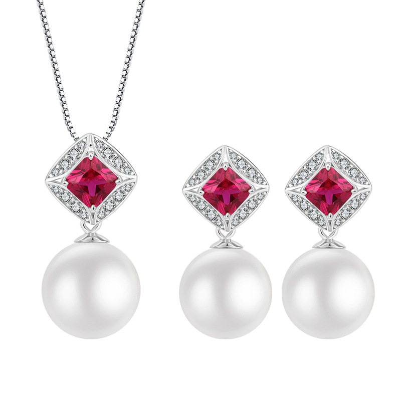 Zhuang Sheng joyería S925 plata con incrustaciones Aobei madre perla paloma rojo sangre tesoro Regalo de Cumpleaños las mujeres 14mm12mm