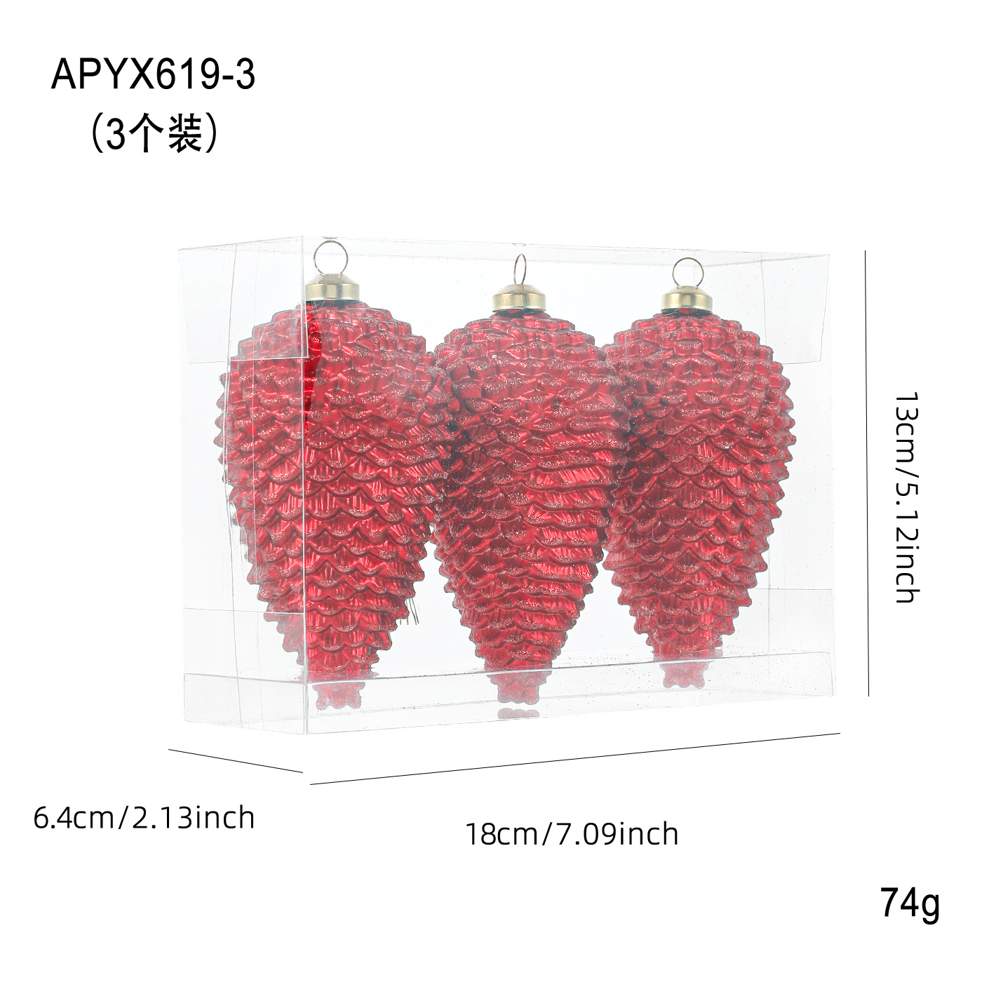 Polvo adhesivo de plástico transfronterizo color pino de bellota caja de polvo adhesivo de árbol de Navidad colgante decoración de escena colgante